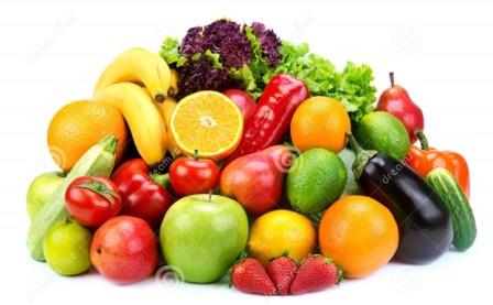 set fruits vegetables white background 31294544